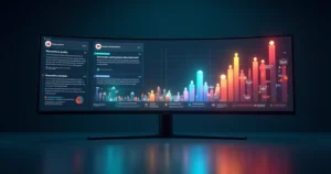Dashboard com anúncios online se transformando em ícones de leads qualificados